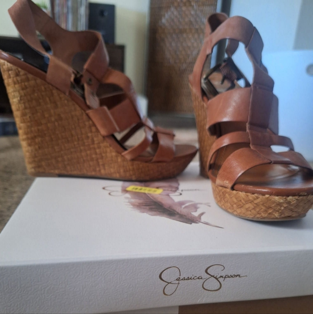 Jessica Simpson Tan Wedge Sandals